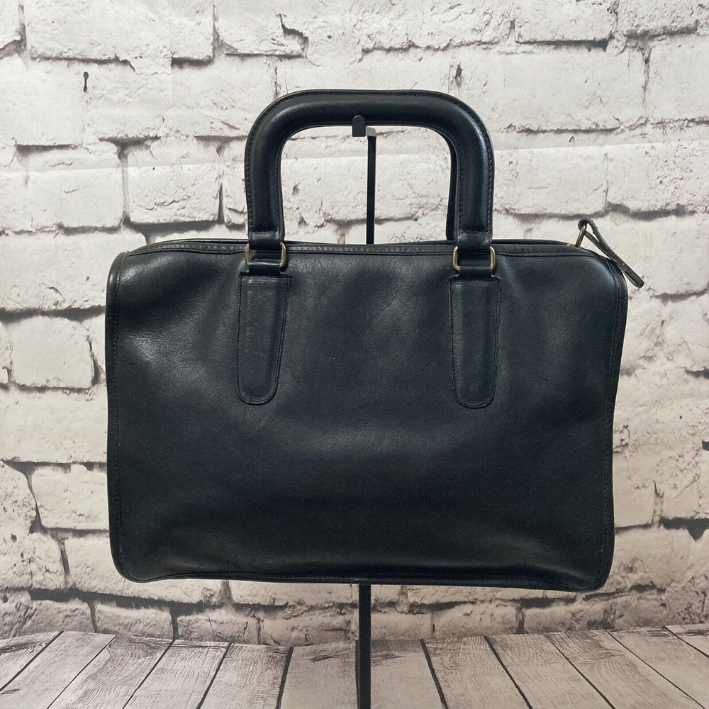 Coach Vintage NYC Black Slim Leather Satchel #9943 Unisex Bag Conditioned‎ - Picture 2 of 12